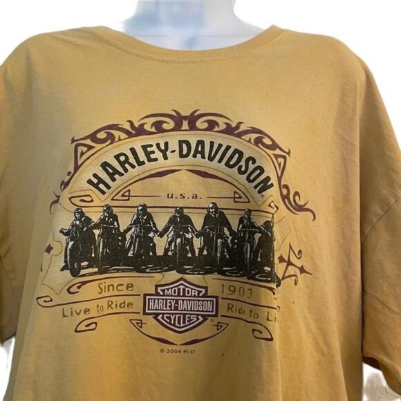 Vintage 2004 Harley-Davidson Las‎ Vegas Nevada Yellow Tee with Classic Logo, 2XL - Picture 2 of 9
